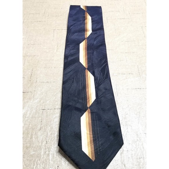 Knightsbridge Men's Neck Tie Black Brown W 3 .75" L 58" Geometric pattern Silk - Picture 1 of 7